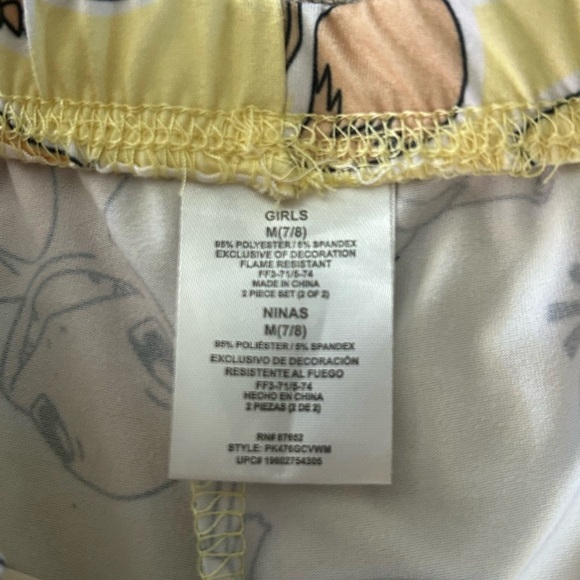 Pokémon Girls Pajama Set Size M (7/8) Yellow Button-Up Short Sleeve 2PC - Picture 8 of 9